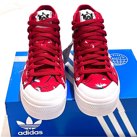 Adidas x Thebe Magugu Nizza Platform Mid Sneakers Size 9.5 Power Red/White/Black - Picture 4 of 15